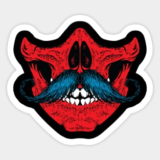 Mustache you a question - red/blue Sticker